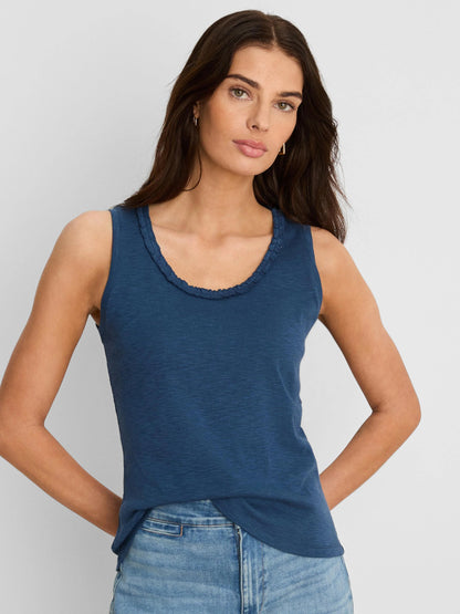 NZT Ruffle Neck Cotton Slub Layer Tank