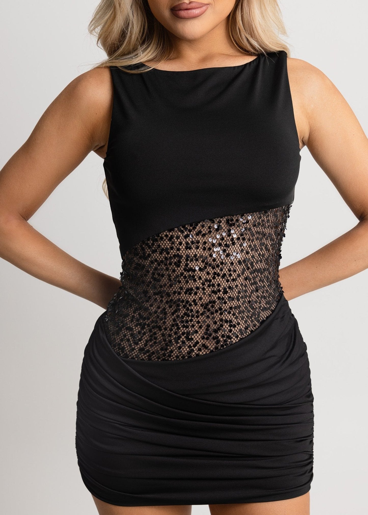 Never Guilty Sequin Mini Dress - Black