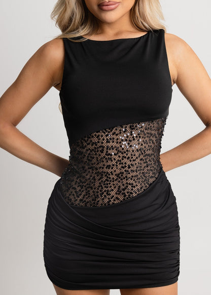 Never Guilty Sequin Mini Dress - Black