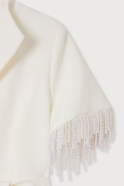 Pearl Trim Wrap Dress