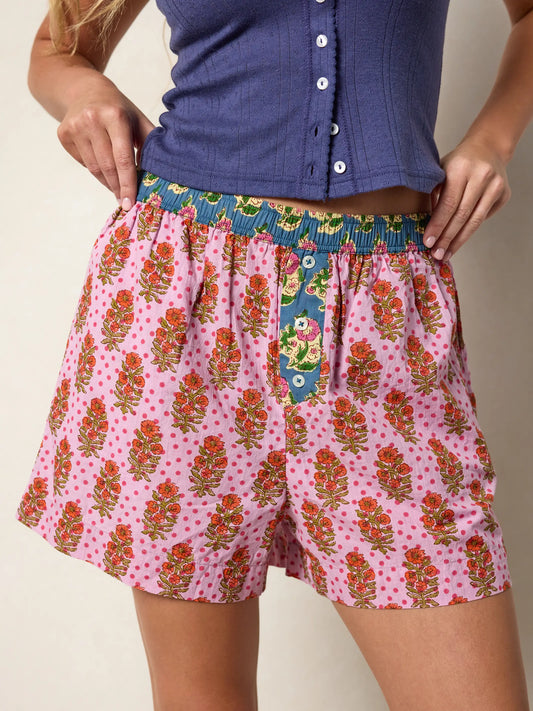 Dream On Cotton Boxer Shorts - Pink Polka Dot
