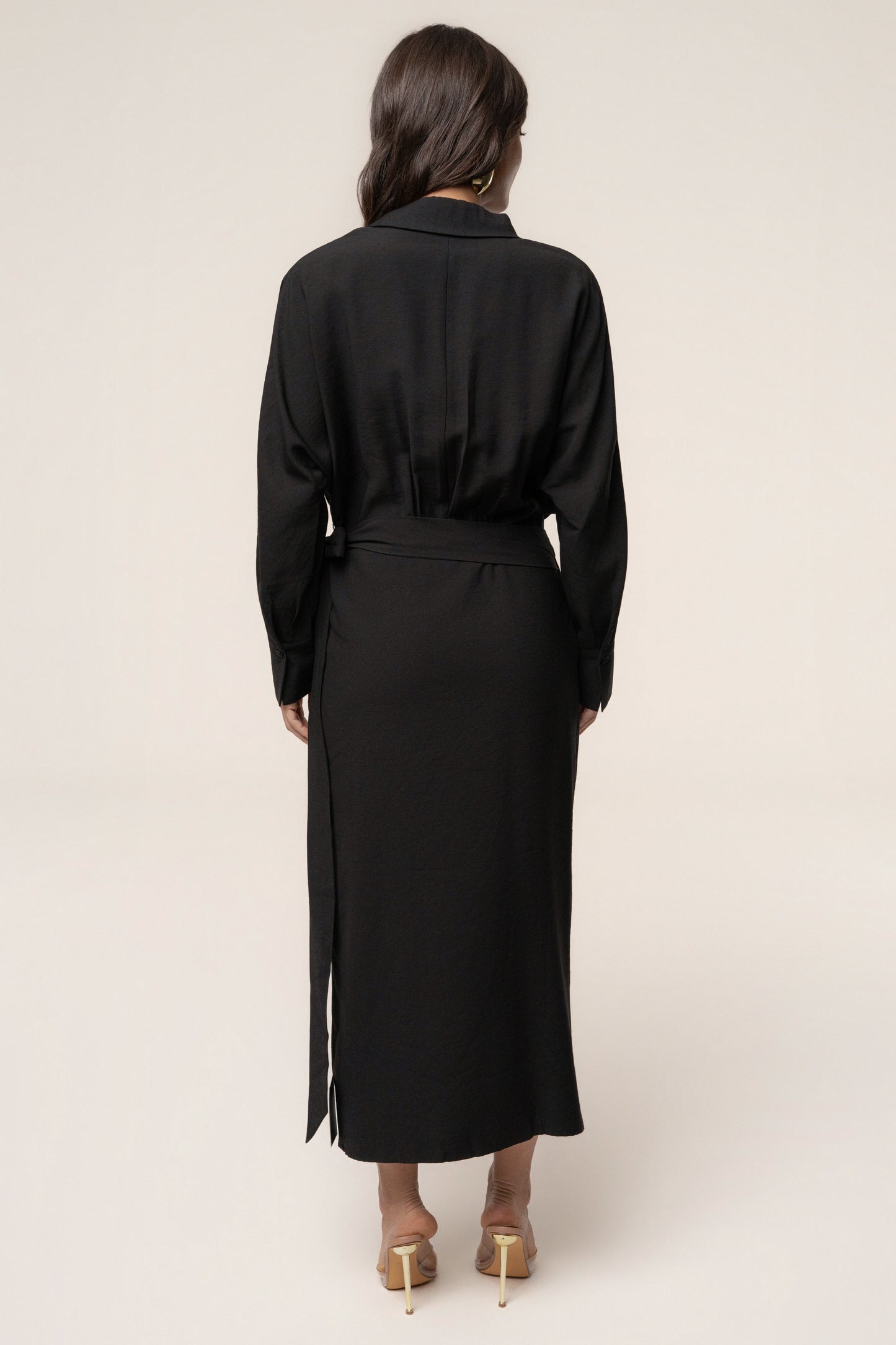 Black Skyline Wrap Midi Dress