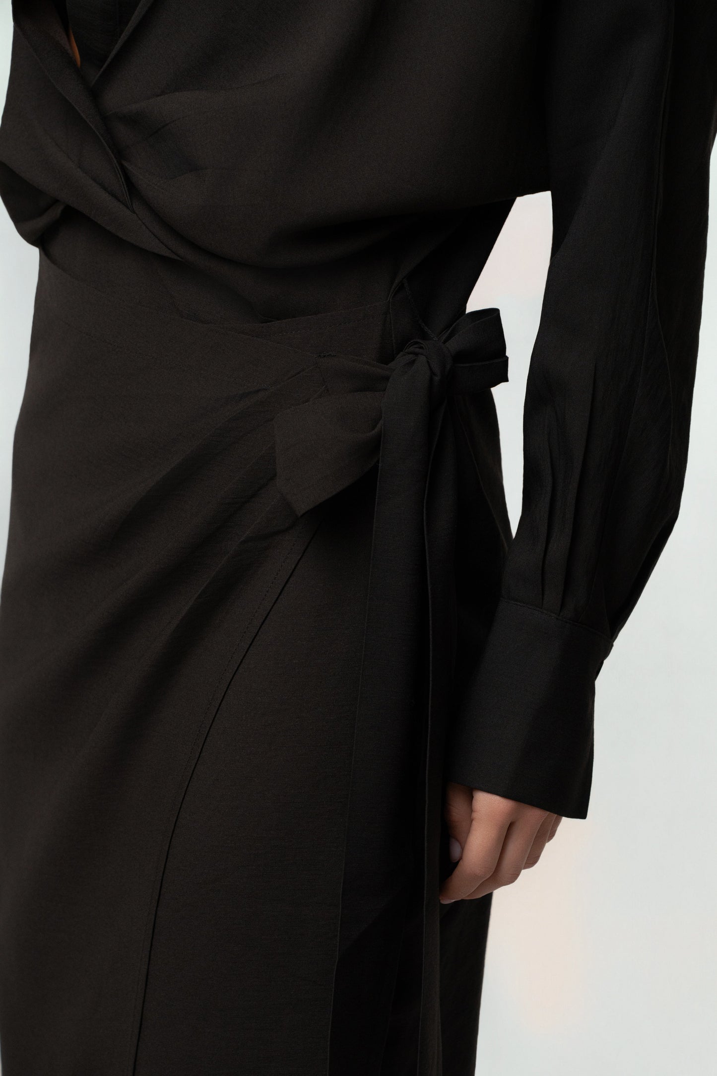 Black Skyline Wrap Midi Dress