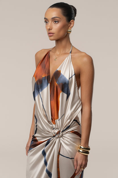 Ivory Malibu Satin Midi Dress