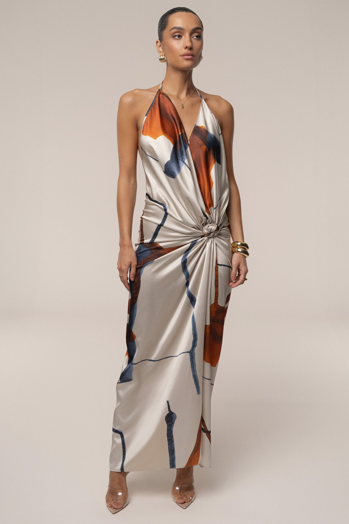 Ivory Malibu Satin Midi Dress