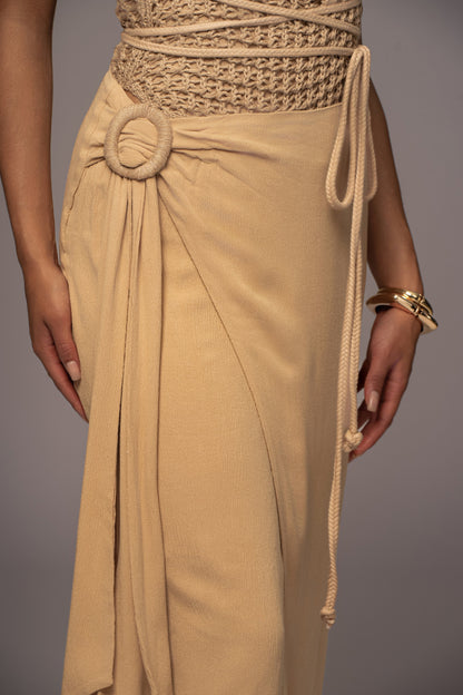 Khaki Athea Drape Maxi Skirt