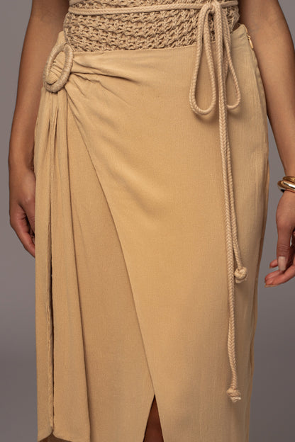 Khaki Athea Drape Maxi Skirt