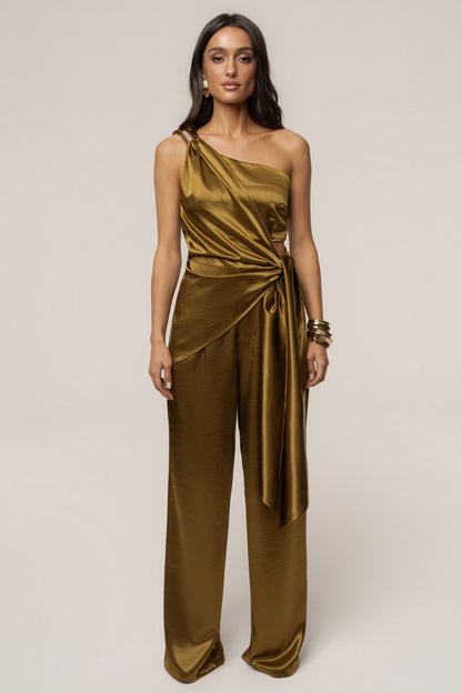 Olive Palmera Satin Top