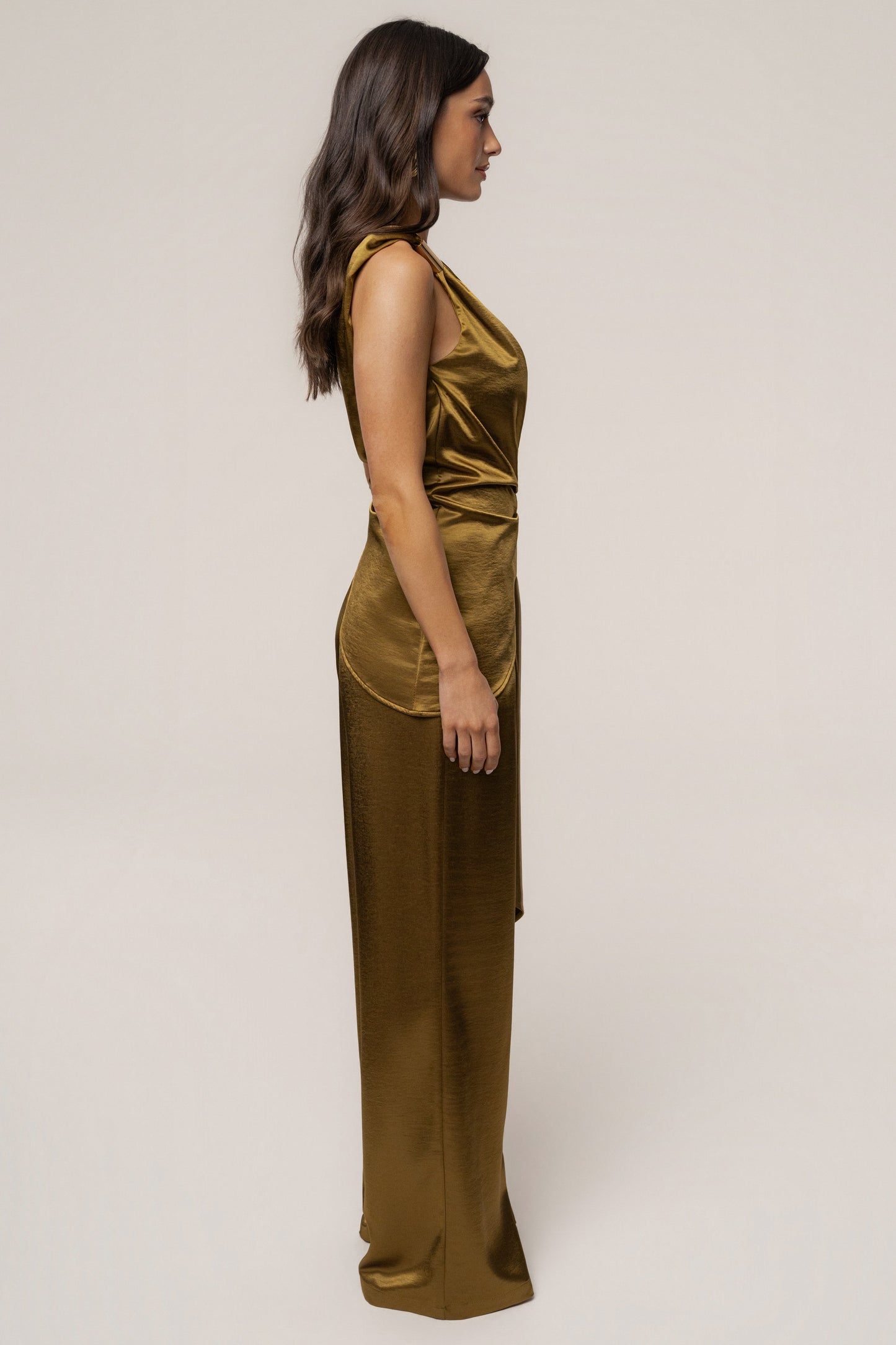 Olive Palmera Satin Top