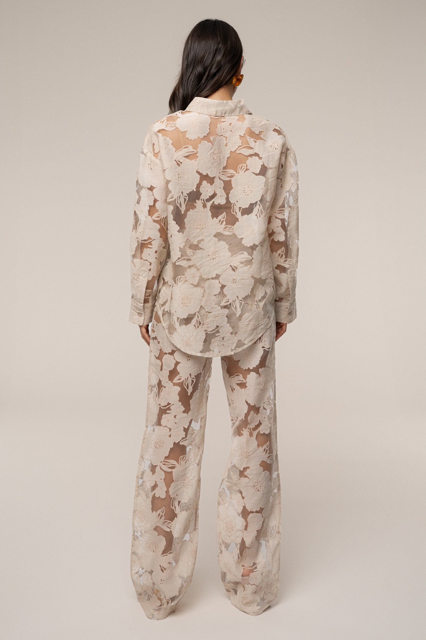 PRE-ORDER Beige Organza Floral Pant