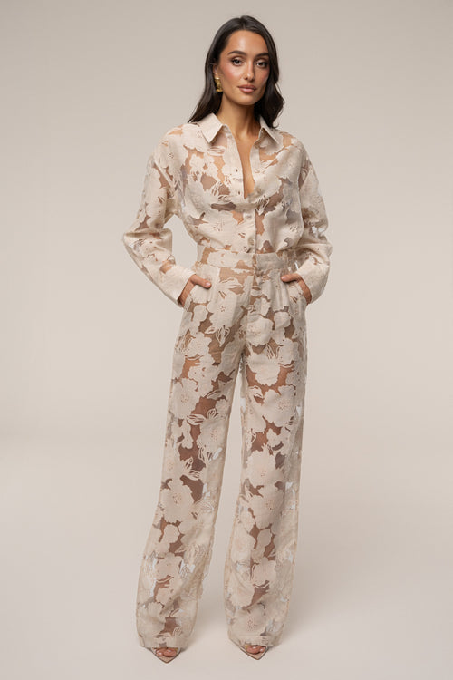 PRE-ORDER Beige Organza Floral Pant