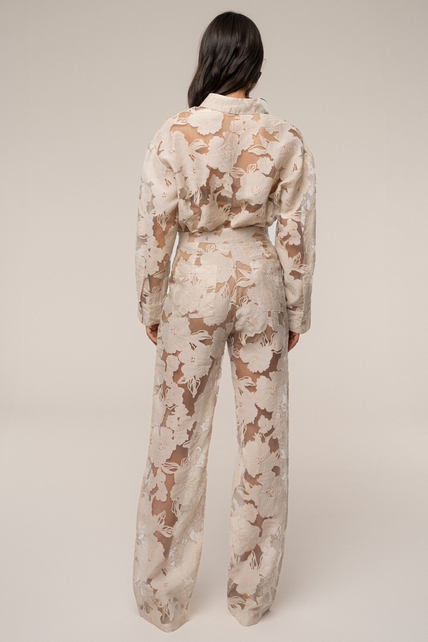 PRE-ORDER Beige Organza Floral Pant