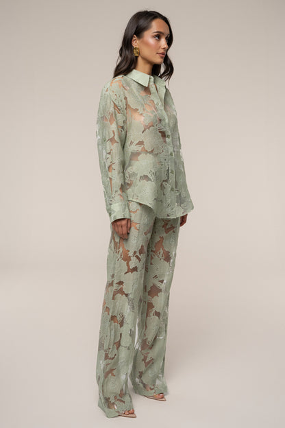 PRE-ORDER Sage Organza Floral Pant