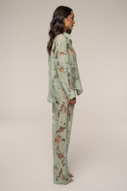 PRE-ORDER Sage Organza Floral Pant