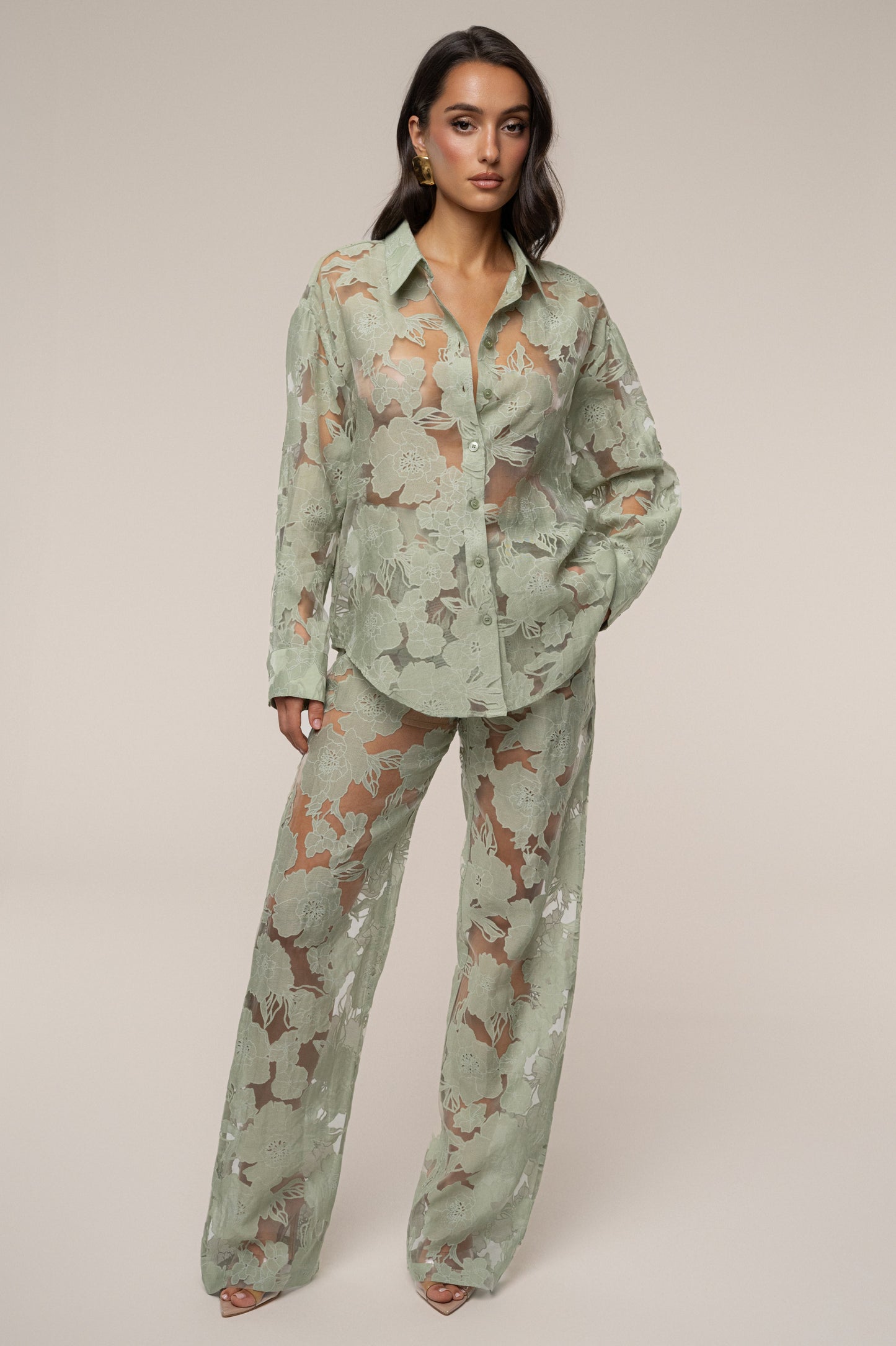 PRE-ORDER Sage Organza Floral Pant