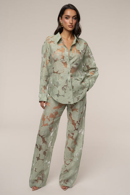 PRE-ORDER Sage Organza Floral Pant