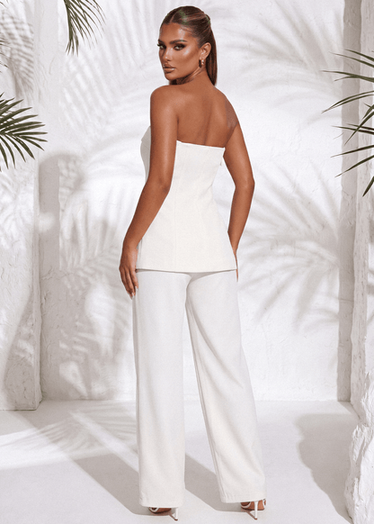 Polished Presence Strapless Tailored Top - Ivory