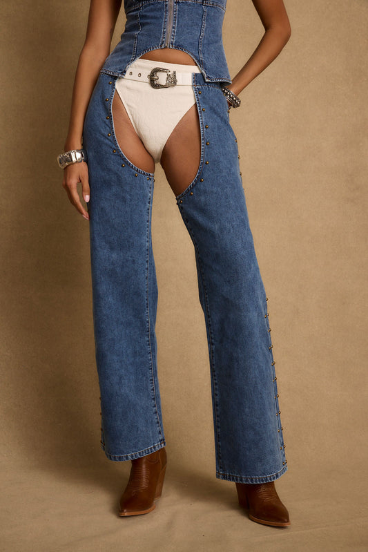 Revelry Studded Denim Chaps