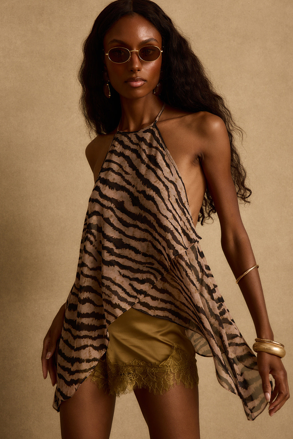 Rayna Tiger Stripe Halter Top