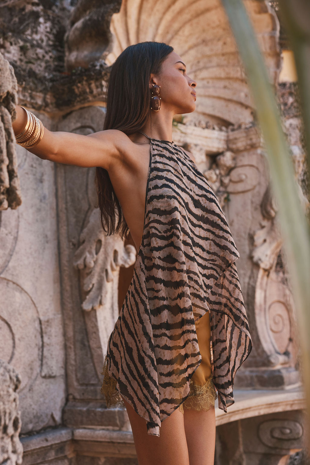 Rayna Tiger Stripe Halter Top
