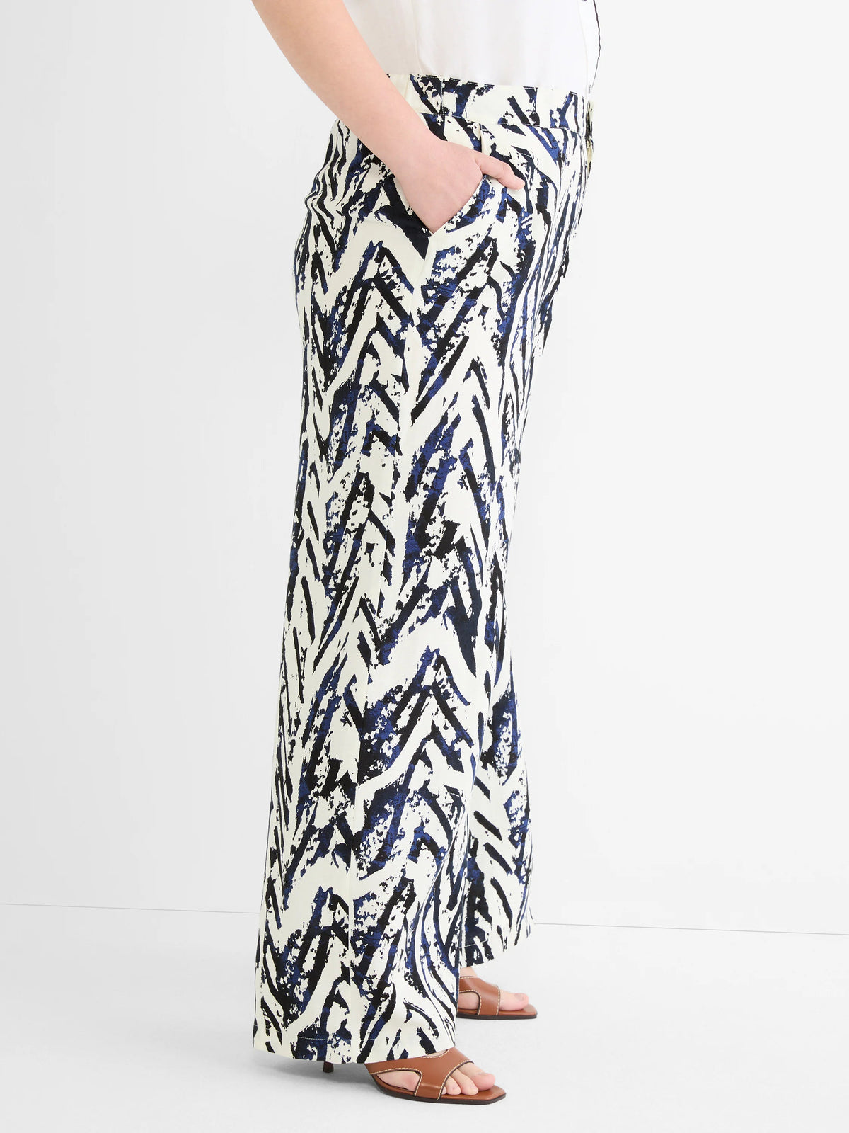Indigo Crosshatch Linen Wide Leg Pant