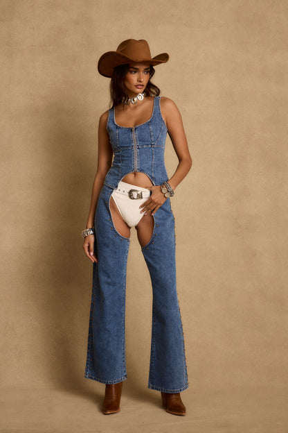 Sabine Denim Corset Top