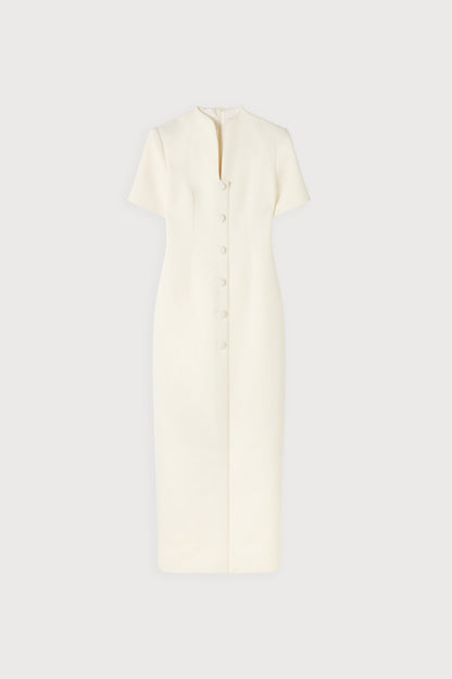 Cotton Mix Button Midi Dress