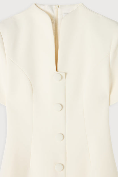 Cotton Mix Button Midi Dress