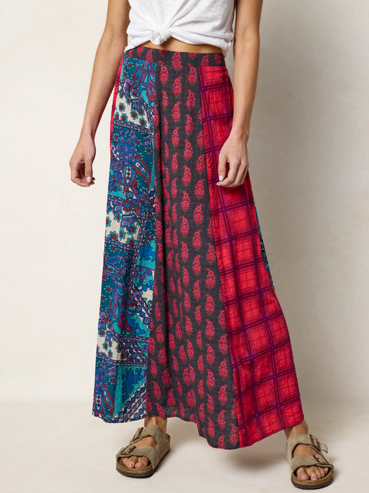 Valentina Maxi Skirt - Teal Mixed Paisley