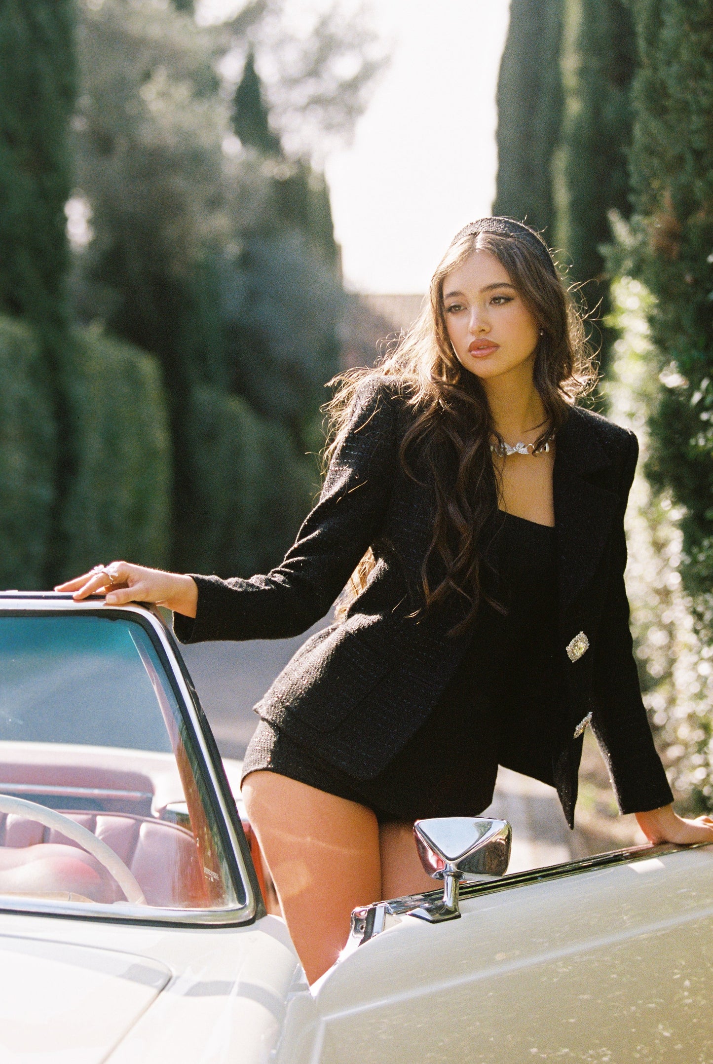 Annabella Textured Black Woven Shorts