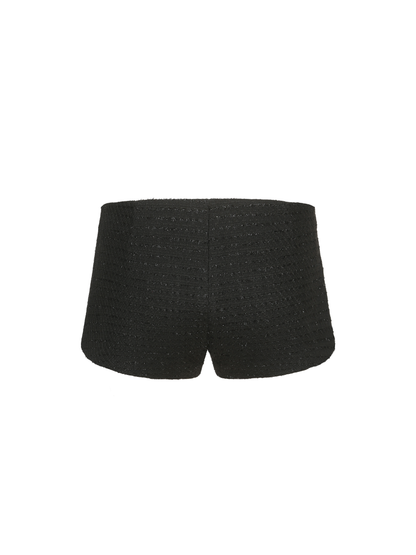 Annabella Textured Black Woven Shorts