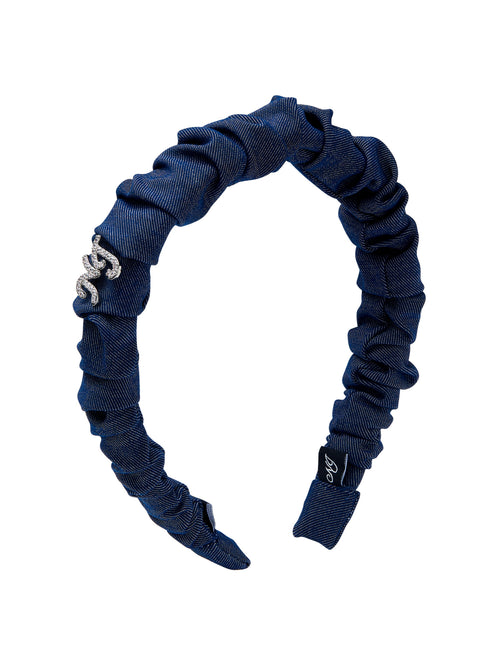 Isabela Crystal Ruched Blue Headband