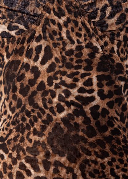 Sahara Nights Bodycon Midi Dress - Leopard Print
