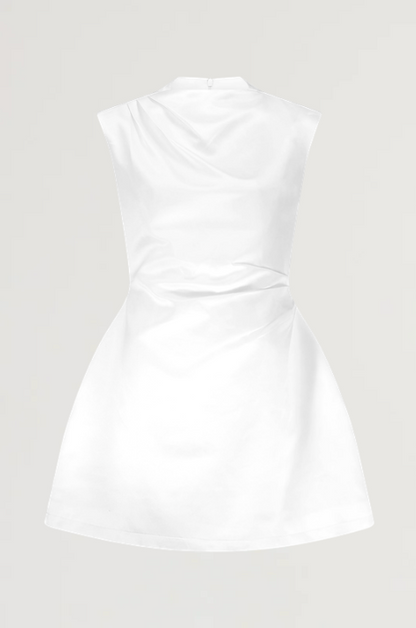 Satin Straight Neck Mini Dress