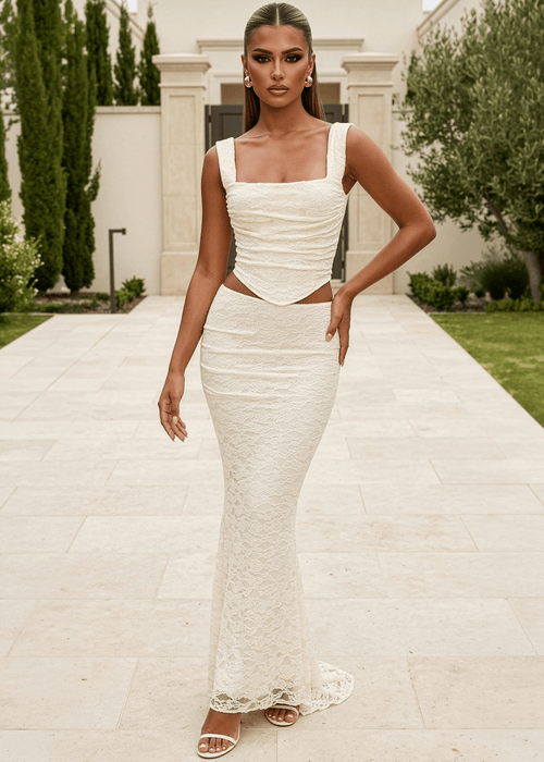 Sunset Evening Lace Two Piece - Cream