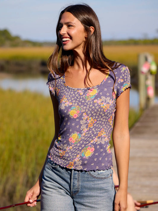 Devon "ButterSoft" Short Sleeve Top - Tropic Bandana Navy