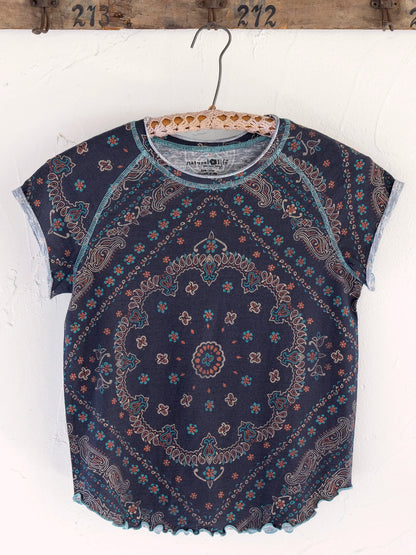 Lily Cotton Short Sleeve Tee Shirt - Sedona Bandana Charcoal