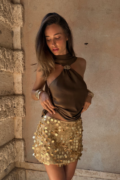 Miramar Gold Payette Mini Skirt