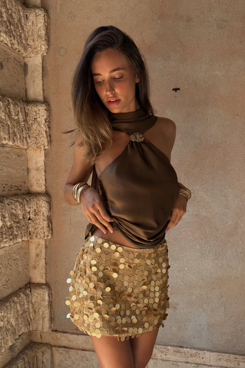 Miramar Gold Payette Mini Skirt