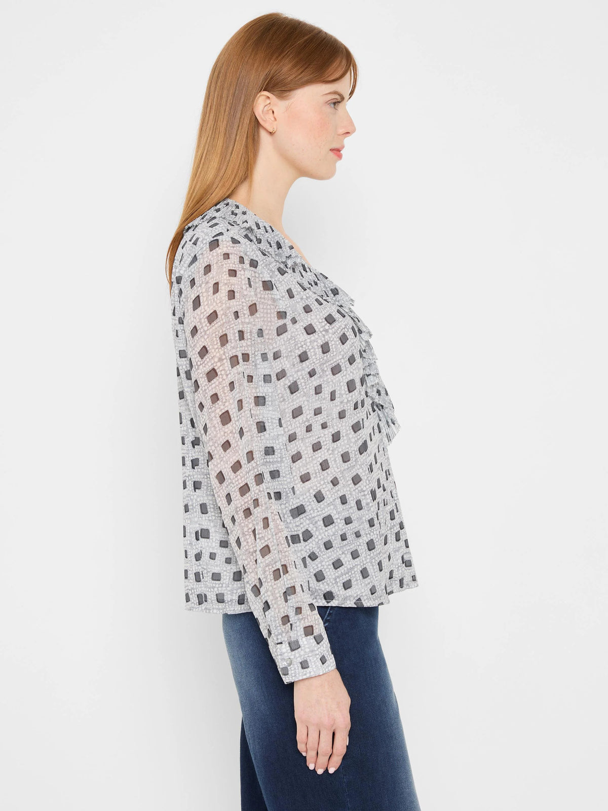 Dotty Squares Ruffle Top