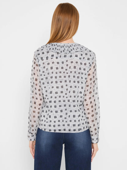 Dotty Squares Ruffle Top