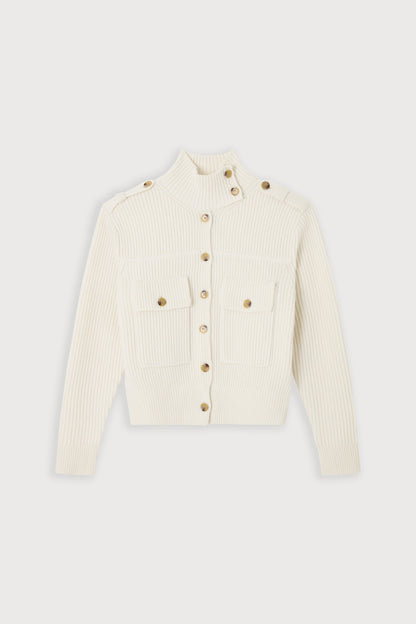 Wool High Neck Cardigan