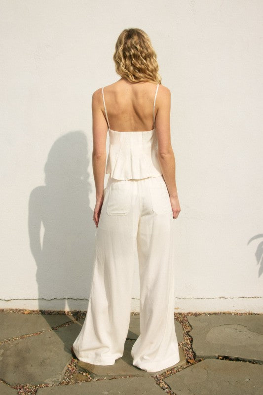 Zivah High Waist Wide Leg Pants Ivory