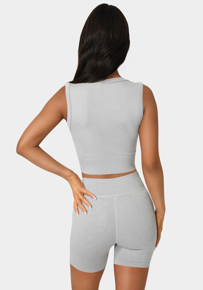 Double Layer Front Seamless Crop Tank