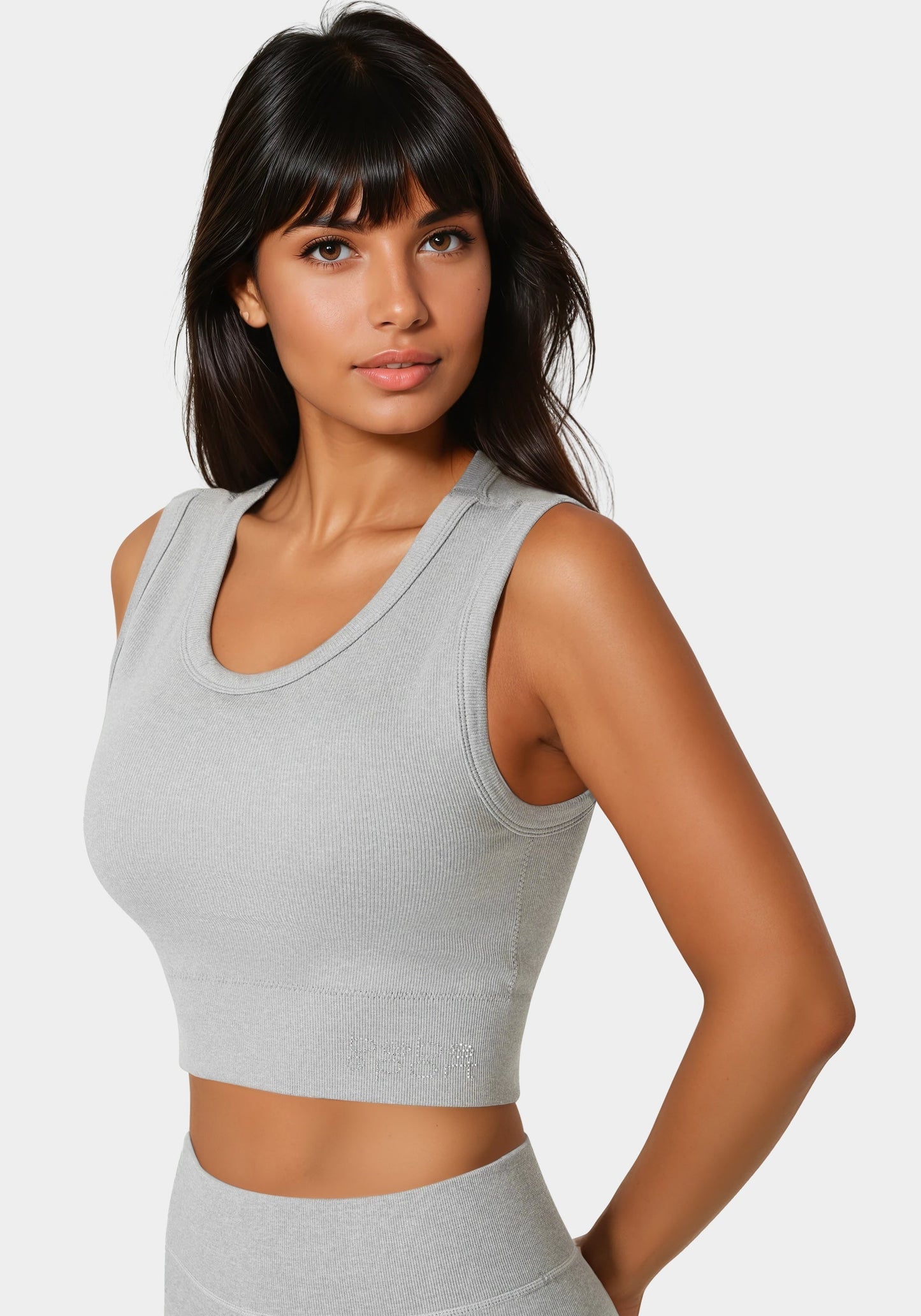 Double Layer Front Seamless Crop Tank