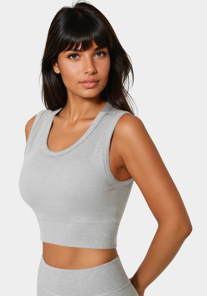 Double Layer Front Seamless Crop Tank