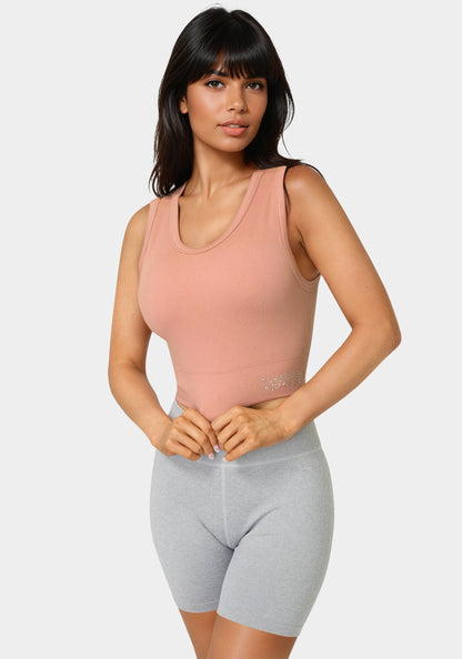 Double Layer Front Seamless Crop Tank