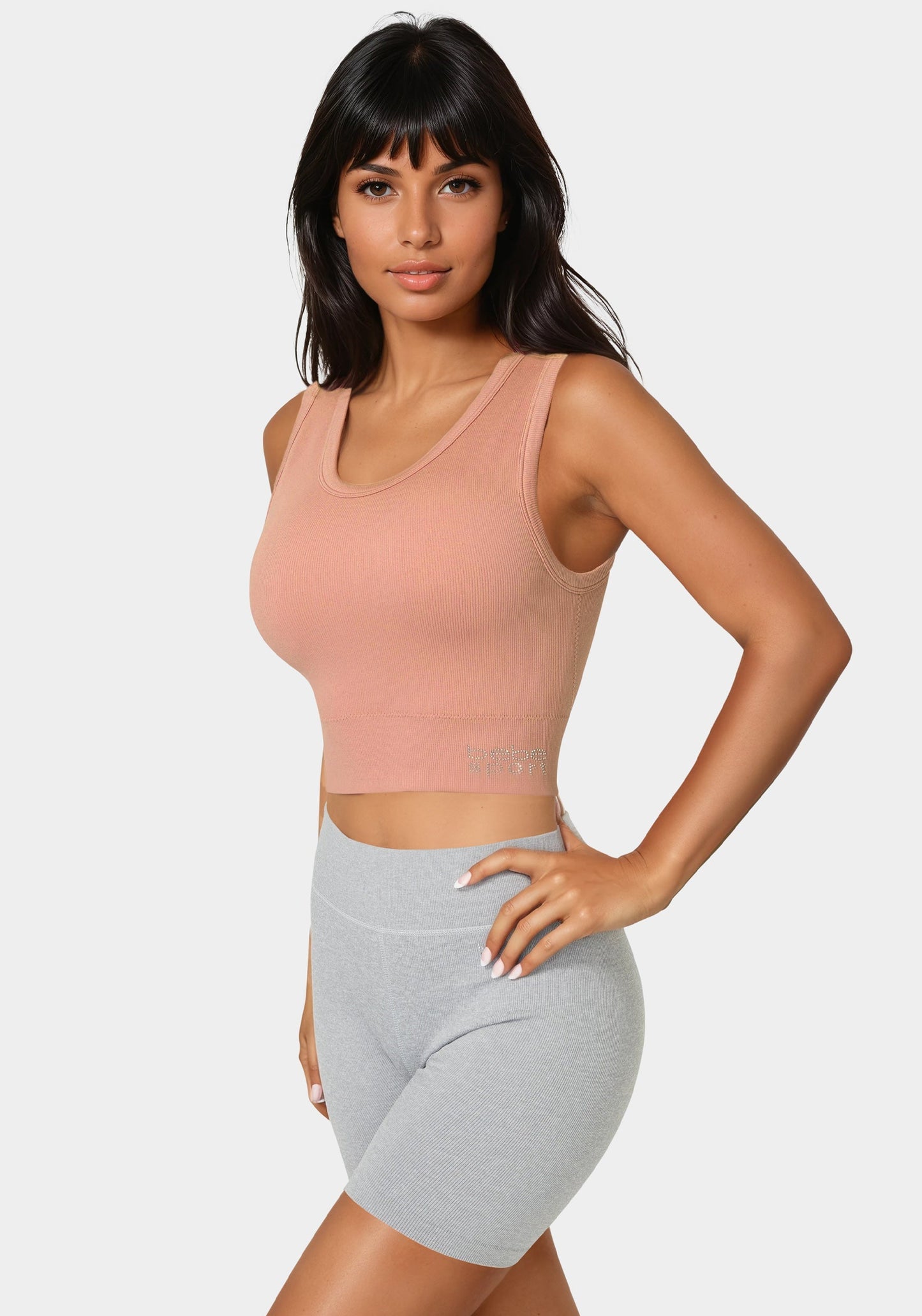 Double Layer Front Seamless Crop Tank
