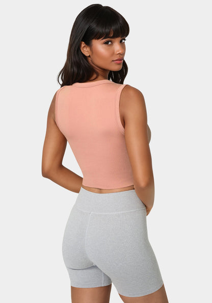 Double Layer Front Seamless Crop Tank