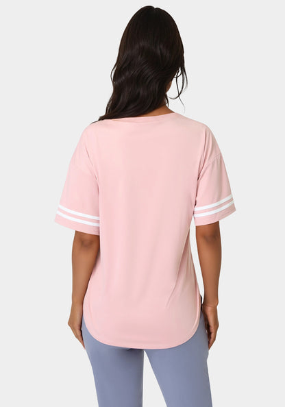 Curved Hem Active Top With Glitter Logo